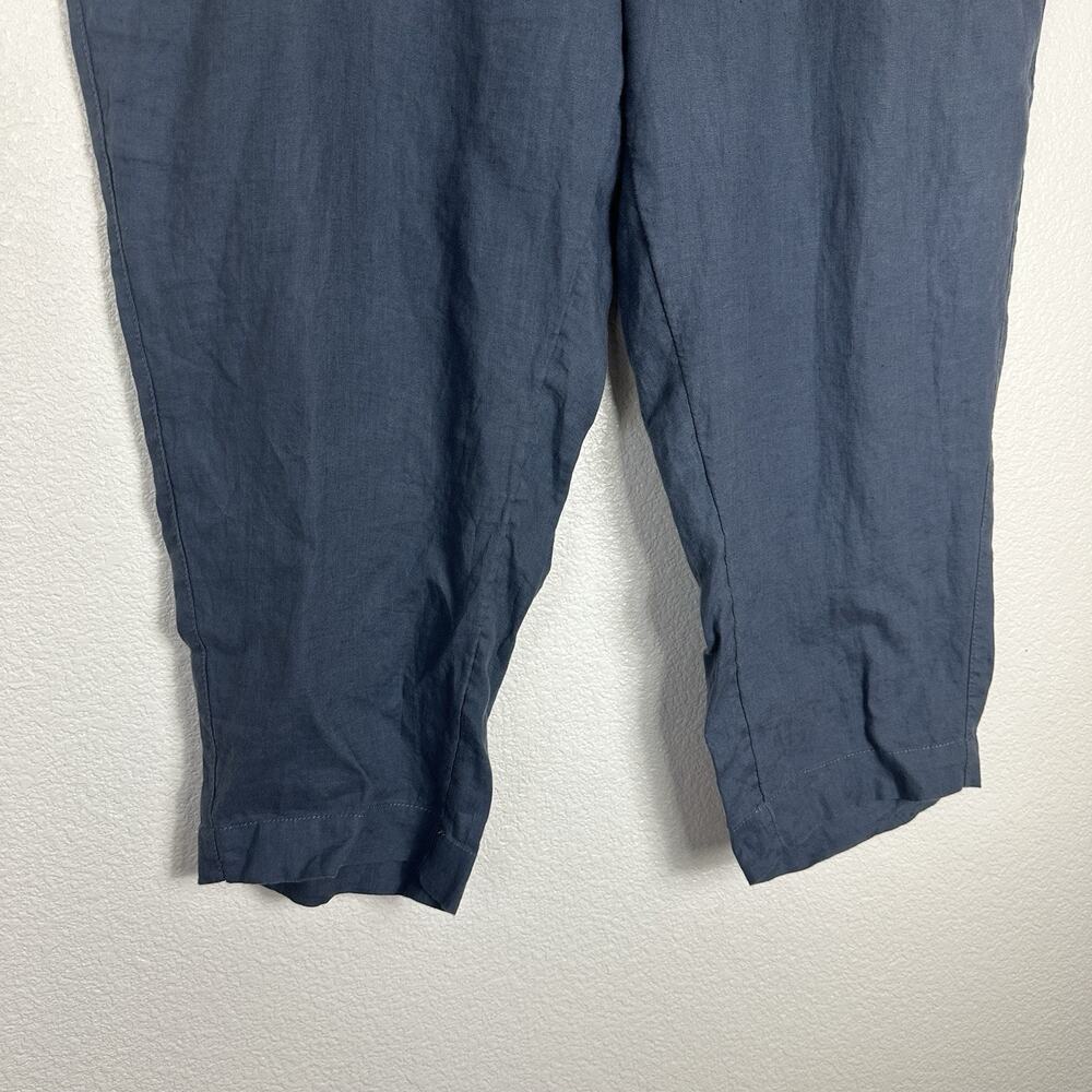 Athleta Voyager Linen Pants Women 20 Plus Granite Blue Relaxed Comfort Crop - Picture 5 of 13